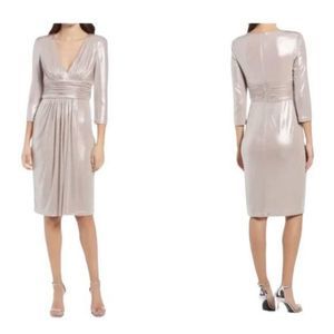 New Vince Camuto Nordstrom Metallic Ruched Waist Cocktail Dress sz 16 MSRP $188